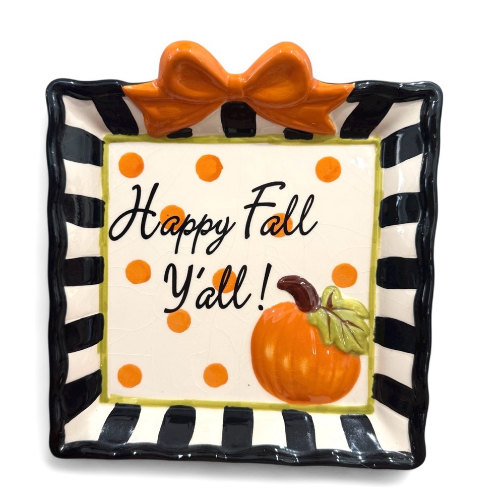 Festive Fall Ceramic Plate From Heartfelt Kitchen Creations 7.5”X7.5”